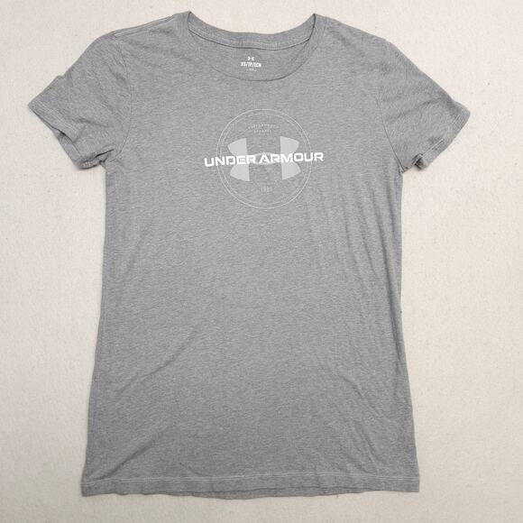 Under Armour Graphic Crew Neck Short Sleeve Casual T Shirt Womens Size XS Gray - Picture 2 of 9